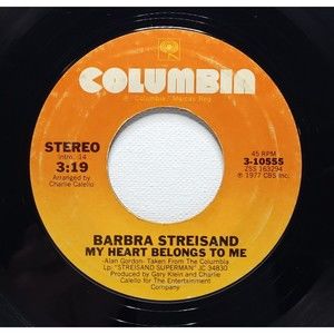 Barbra Streisand 45 My Heart Belongs To Me / Answer Me on Columbia VG+ Pop